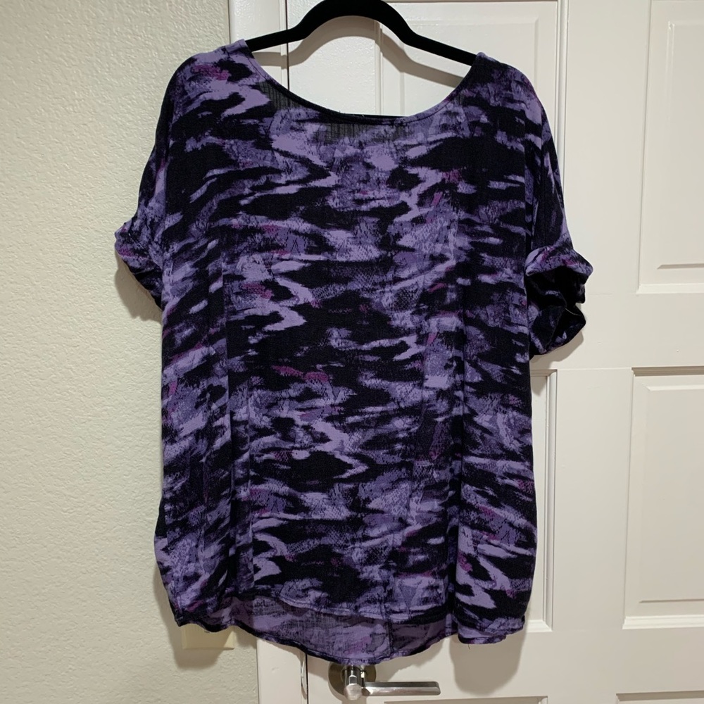 Rock & Republic Purple and Black Woven Tee | XXL